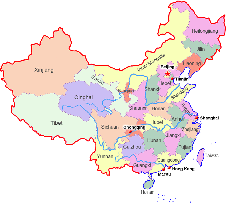 chinese provinces map