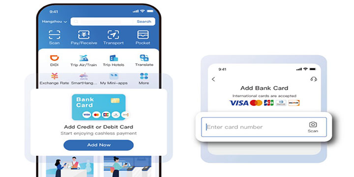 alipay add bank card
