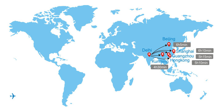 nonstop flights from India to China
